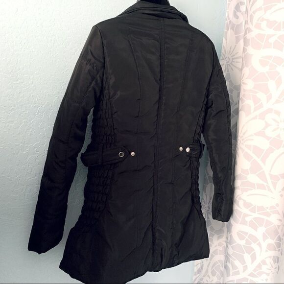 Yoki Outerwear Collection Black Smocked Puffer Coat Size Medium - Picture 9 of 13